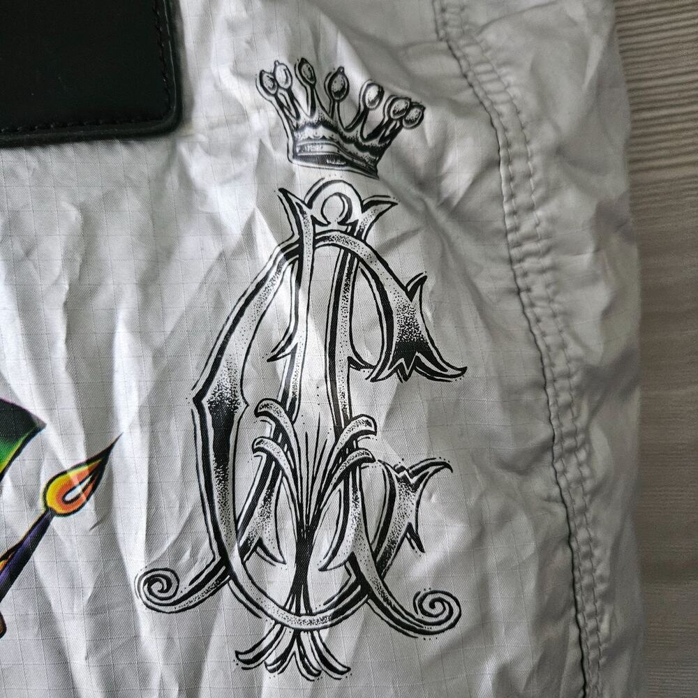 Christian Audigier Y2K Silver Tote Bag Rose Queen Geisha Ed Hardy Graphic Print‎ - Picture 6 of 16